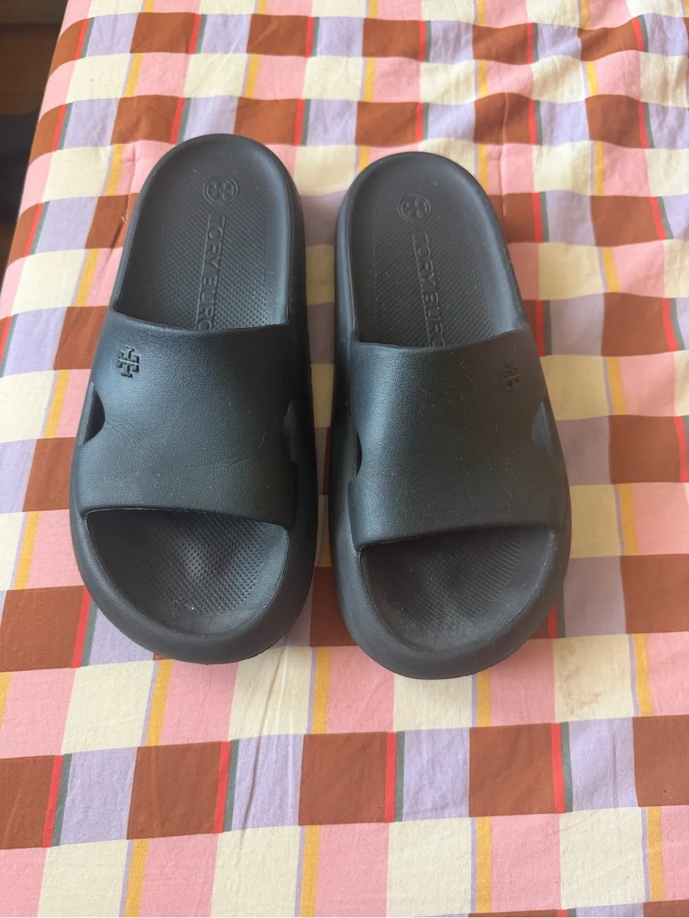 Black Tory Burch Slip-On Slide Sandals - Minimal Design